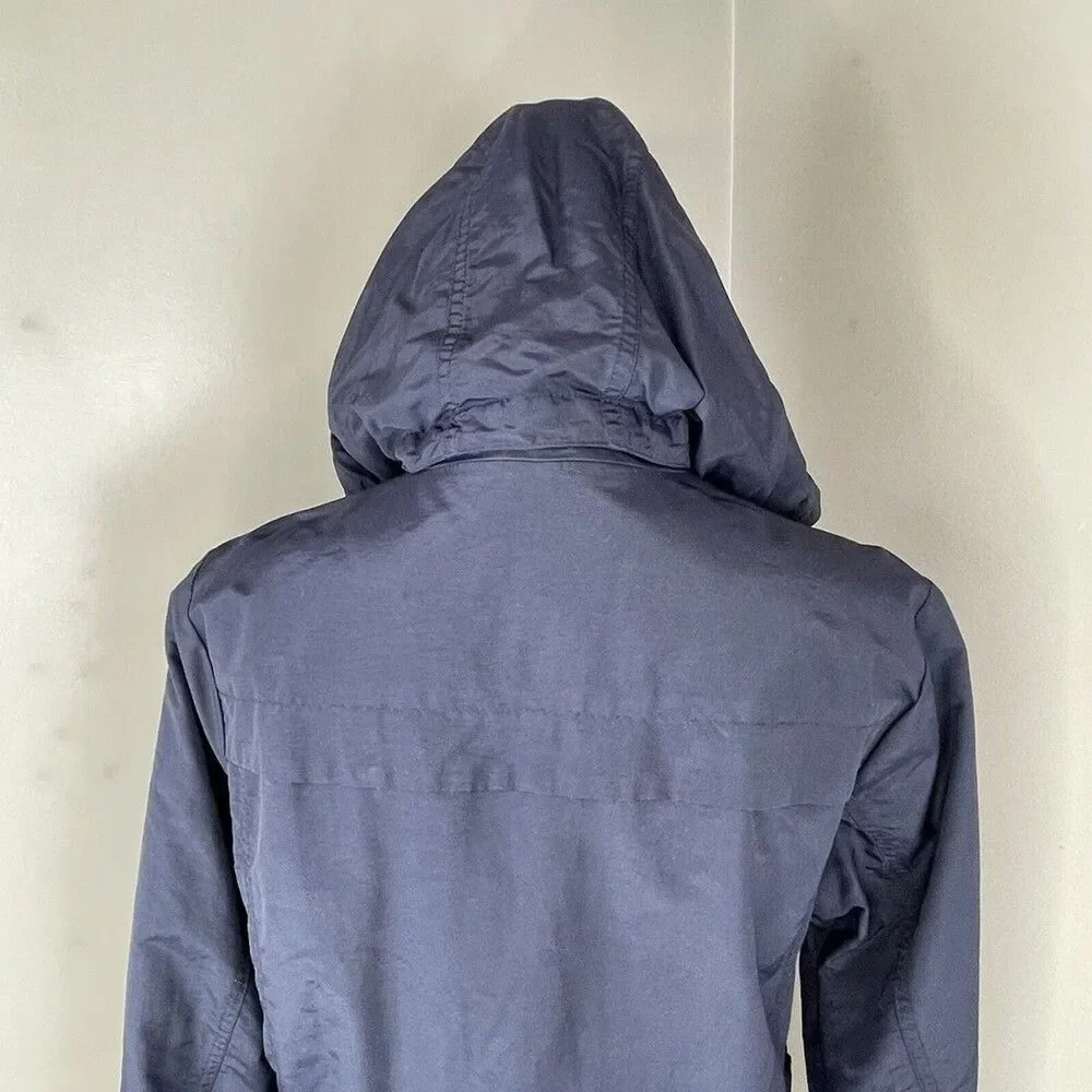 Lands’ End Women’s Hooded Rain Windbreaker Jacket Coat Small S 6-8 Navy Nylon